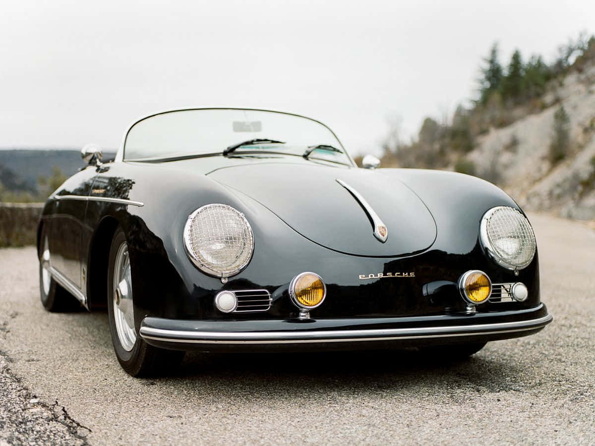 porsche 356 speedster - ένα κλασικό μαύρο σπορ αυτοκίνητο Ταπετσαρία