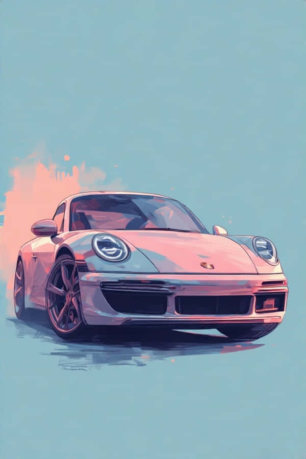 Μινιμαλιστικό Πορτρέτο Porsche 911 σε Παστέλ Απόχρωση 4K Ταπετσαρία