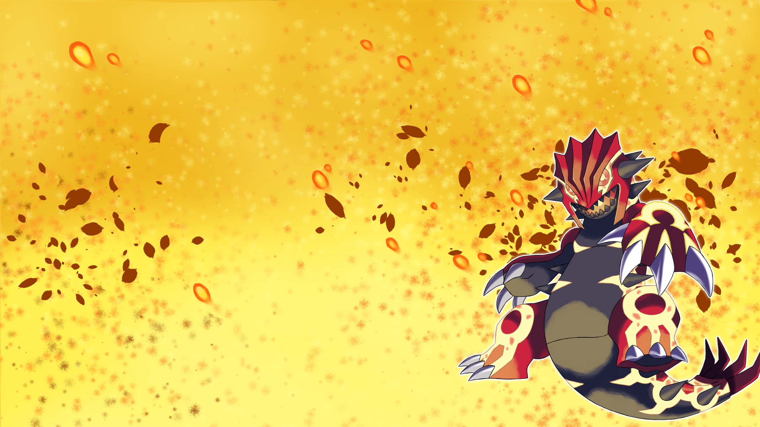 Primal Groudon σε Κίτρινο Αφηρημένο Φόντο Ταπετσαρία