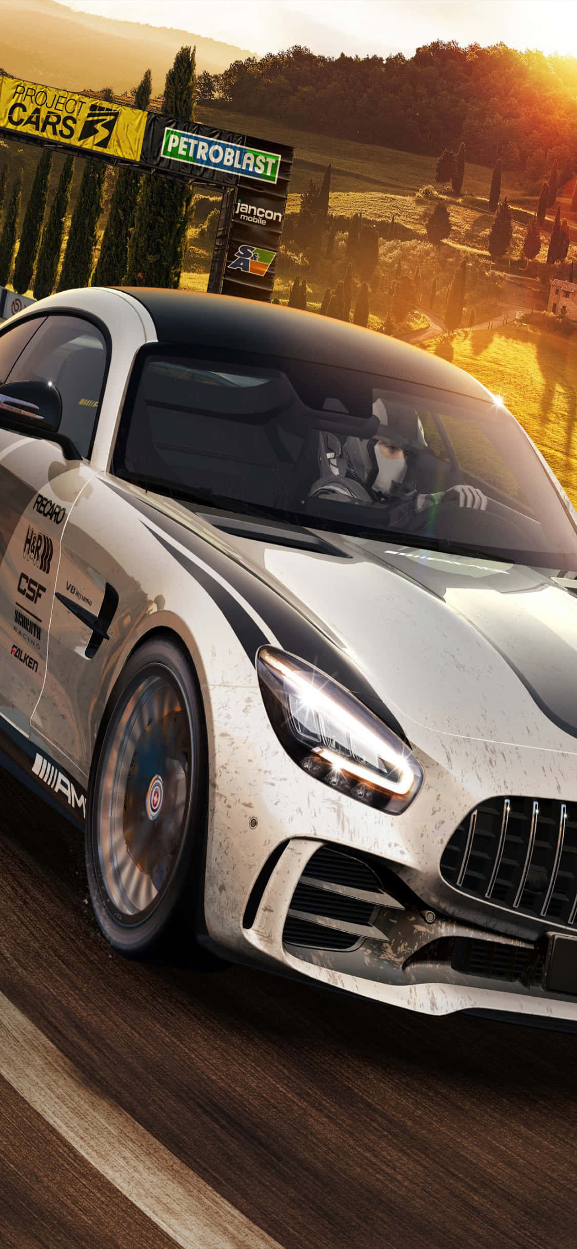 Φόντο Project Cars για iPhone X με ανοιχτό γκρι Mercedes AMG GT Ταπετσαρία
