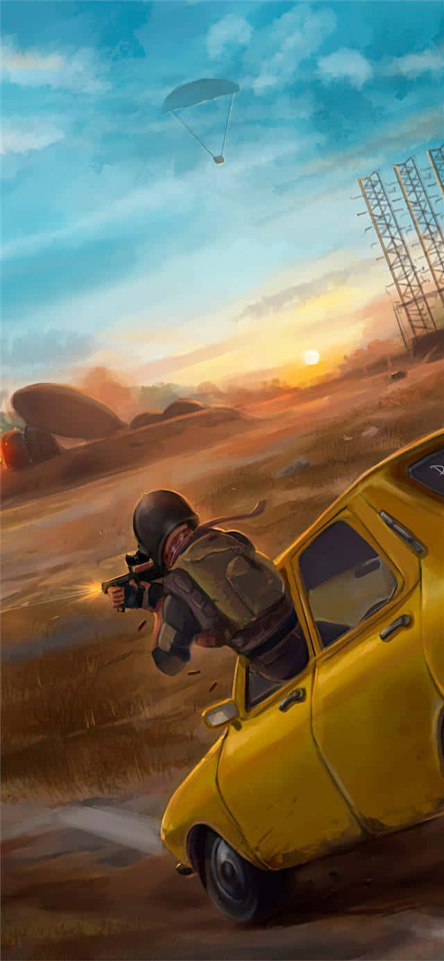 Ψηφιακή Ζωγραφική Ενός Χαρακτήρα PUBG iPhone Ταπετσαρία
