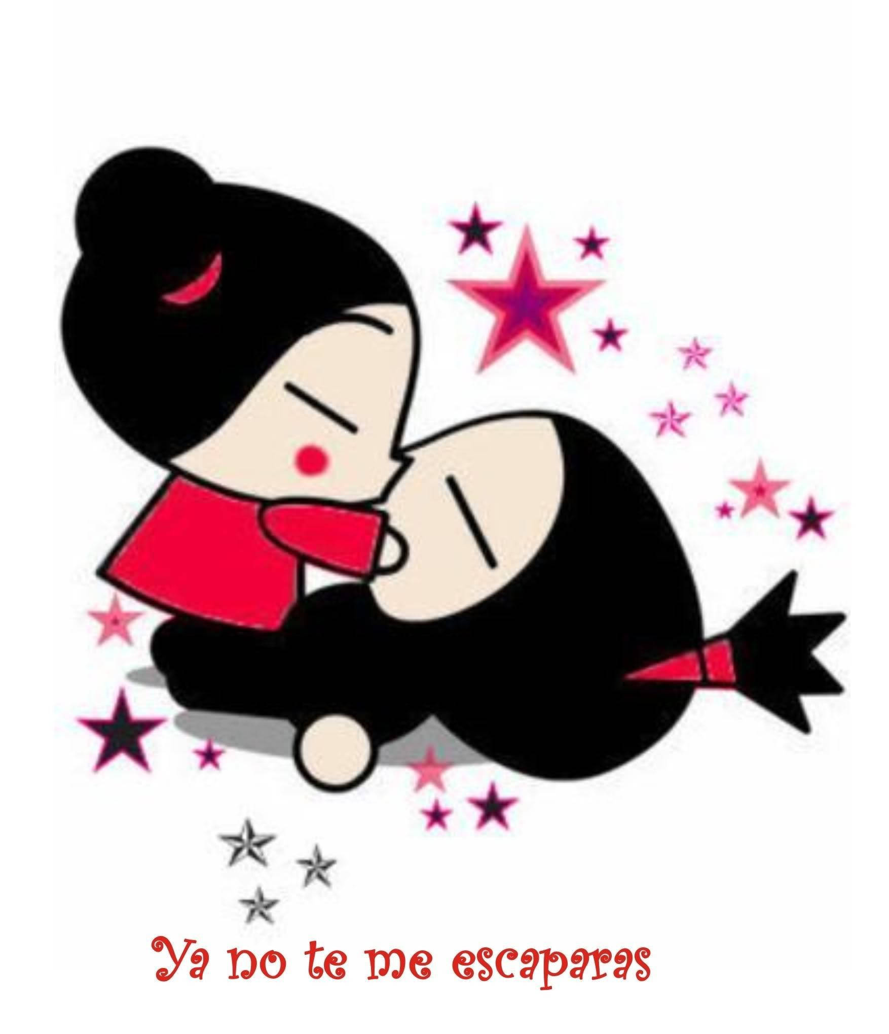 Pucca Φιλάει τον Garu με Φράση Ταπετσαρία