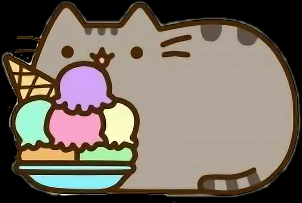 Pusheen με Παγωτό Ταπετσαρία