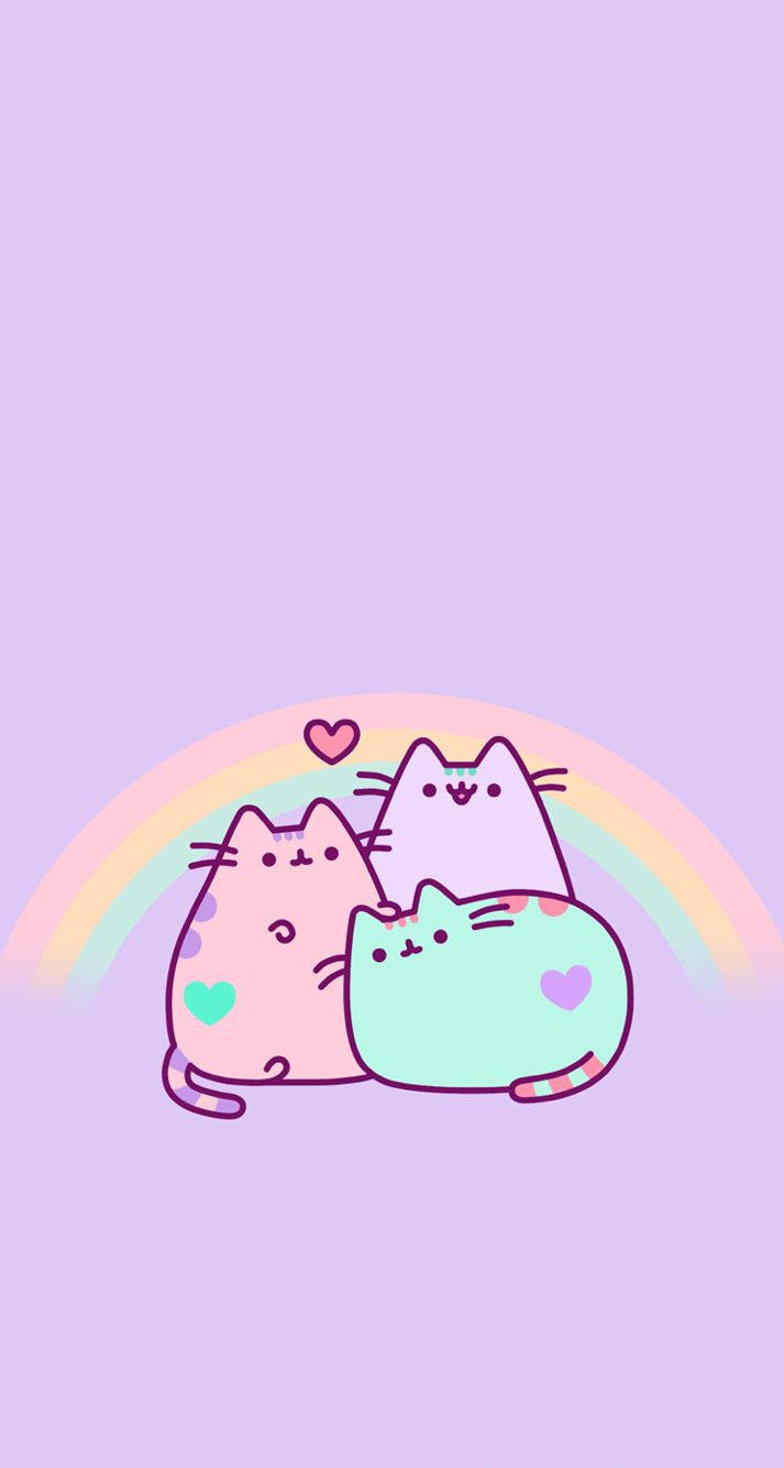 Χαριτωμένες Παστέλ Γάτες Pusheen Φέρνουν Χαρά Ταπετσαρία