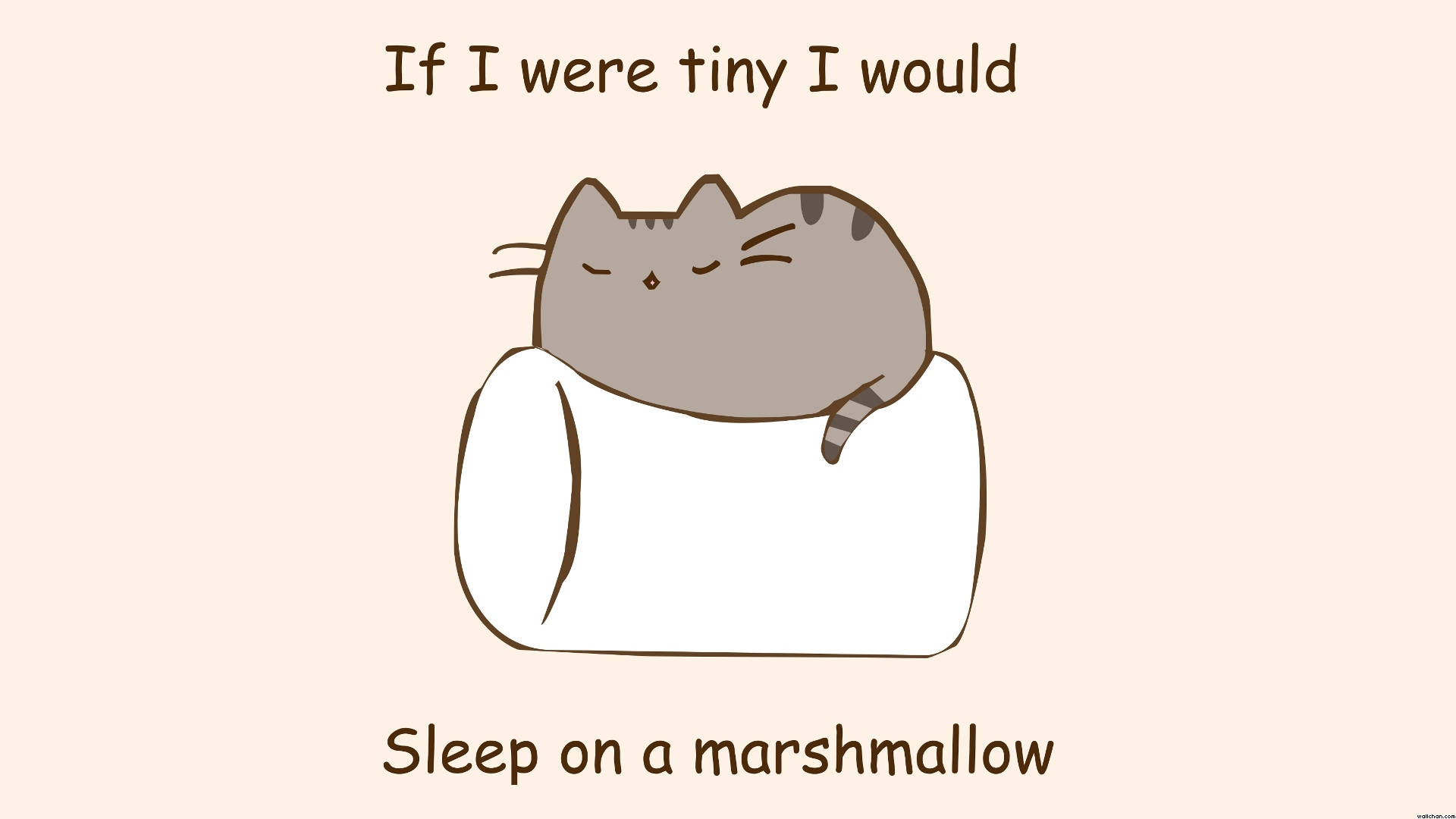 Pusheen κοιμάται πάνω σε marshmallow Ταπετσαρία
