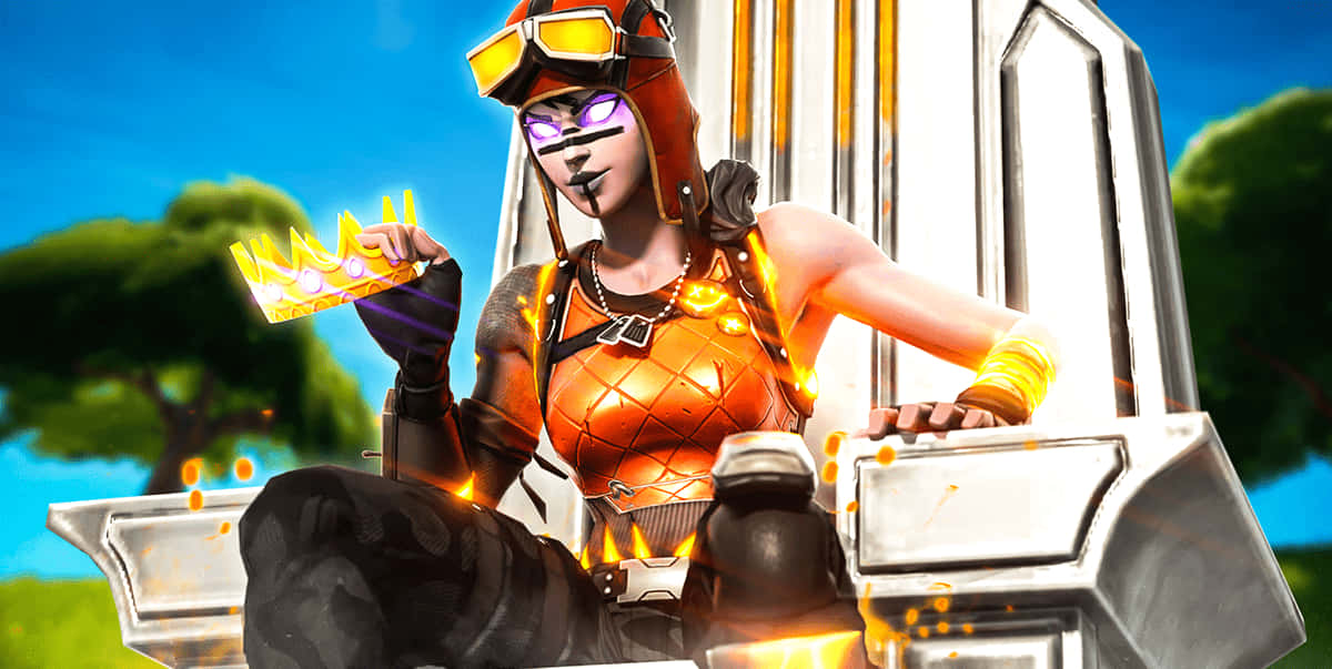 Queen Blaze Fortnite καθισμένη σε θρόνο Ταπετσαρία