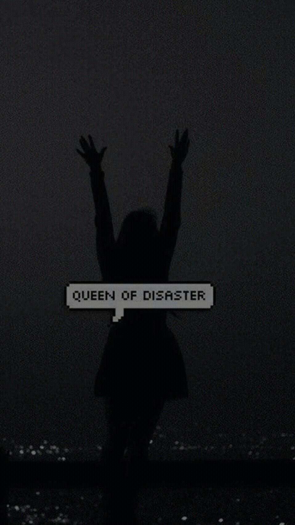 Queen Of Disaster σε Μαύρο Φόντο Indie Phone Ταπετσαρία