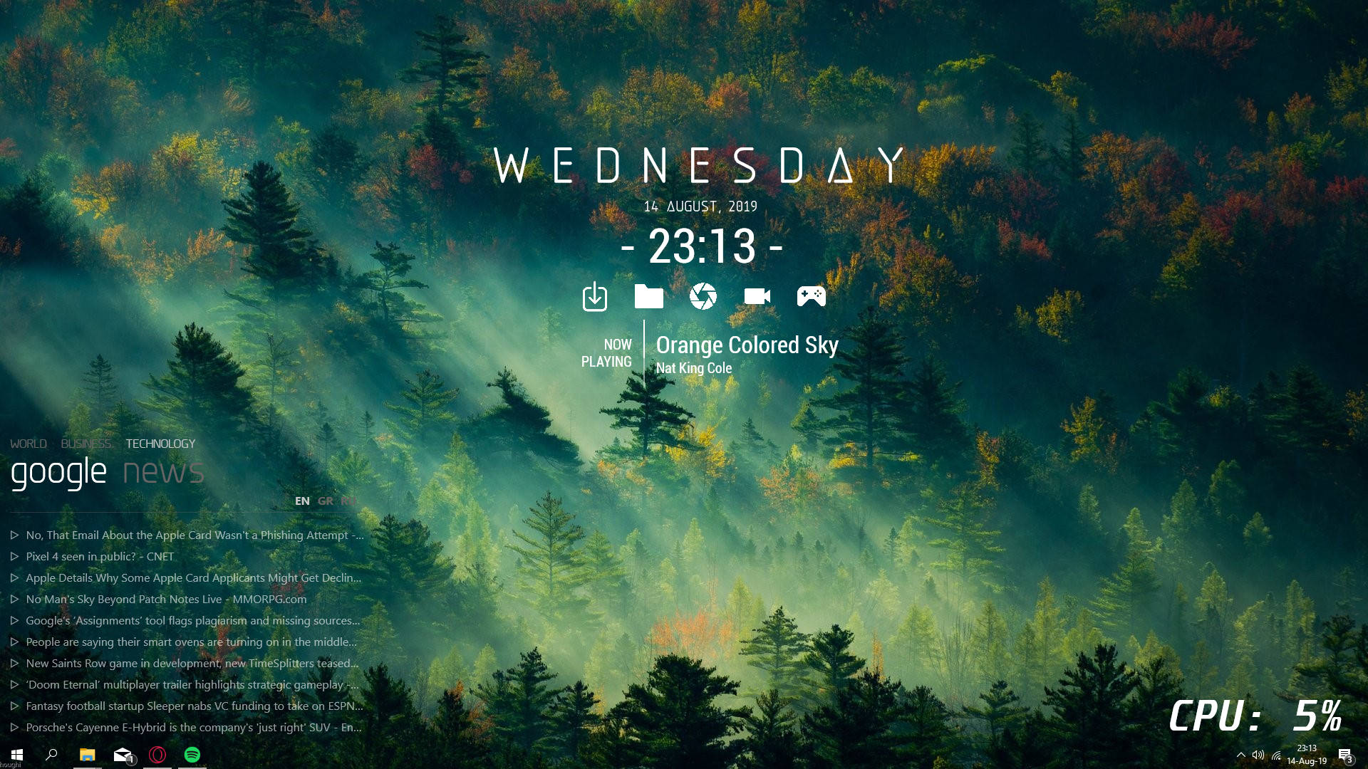 Rainmeter Skin που απεικονίζει ένα όμορφο δάσος Ταπετσαρία
