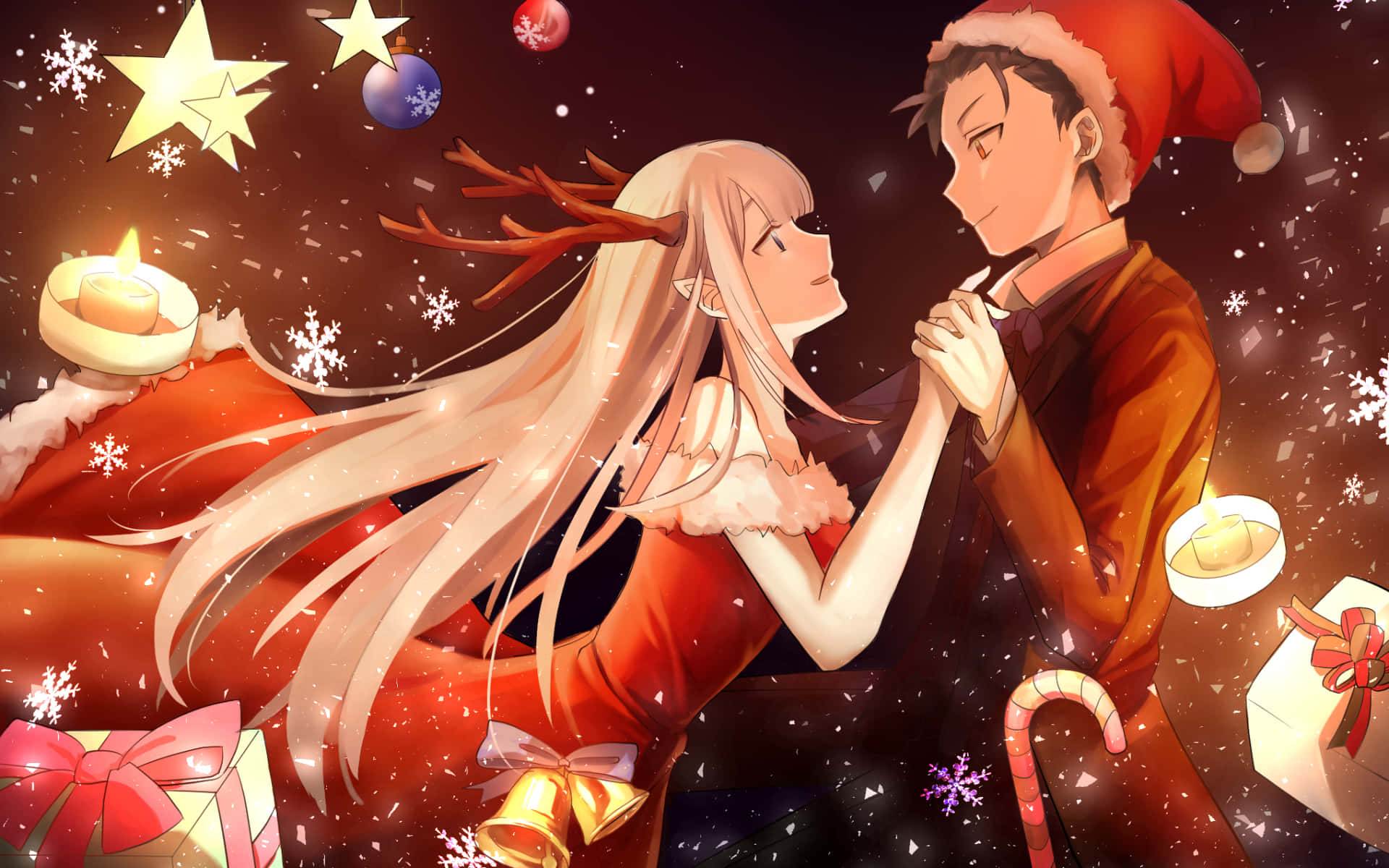 Re: Zero Anime Χριστουγεννιάτικο Ζευγάρι Εικόνα Ταπετσαρία