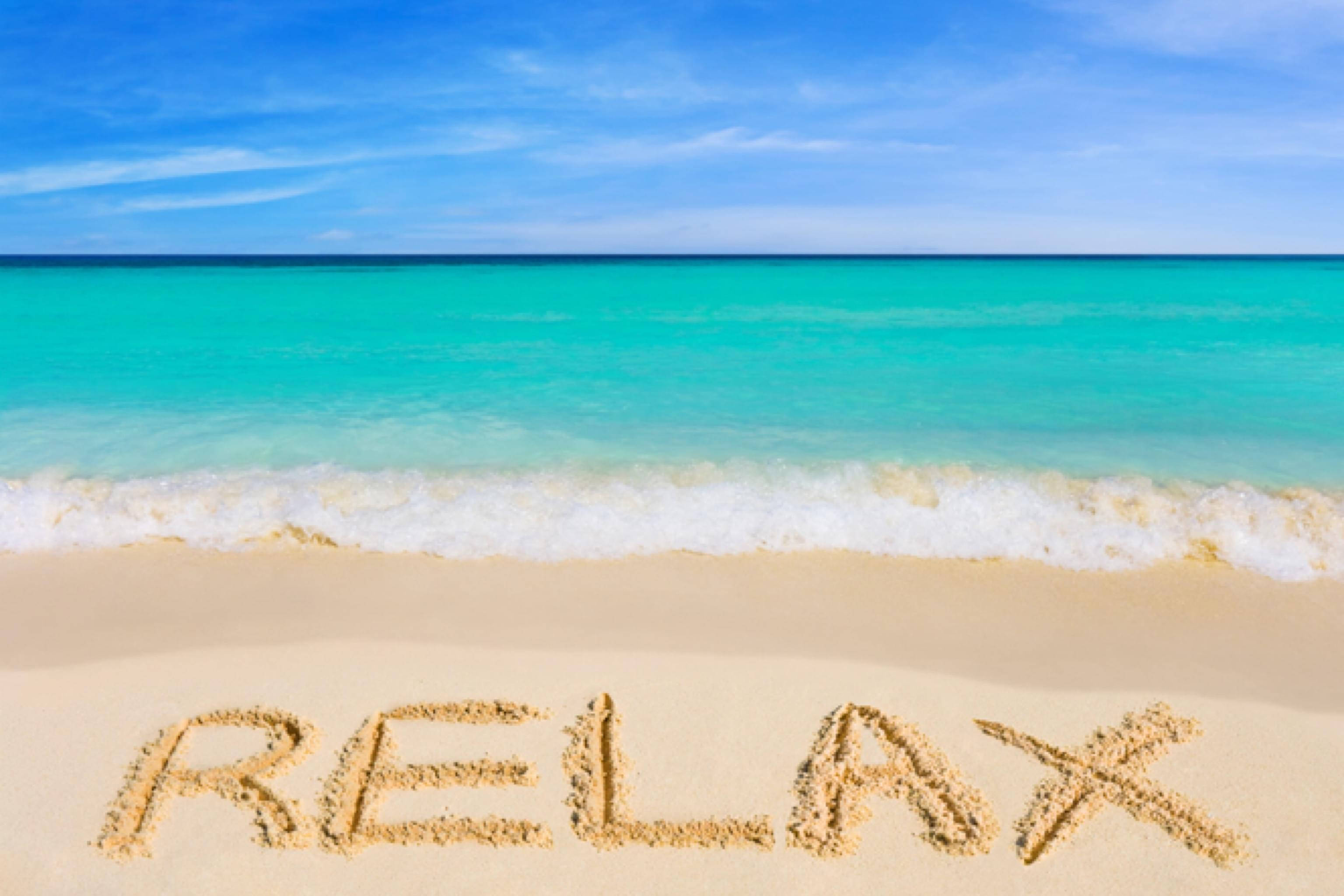 Θέα στον ωκεανό με τη λέξη Relax Ταπετσαρία
