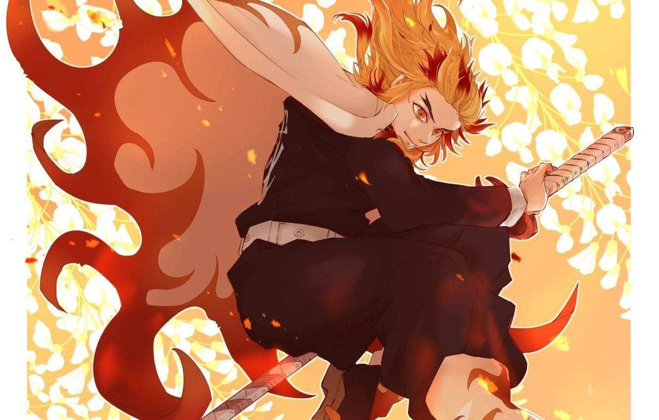 Ο Rengoku, ο Hashira της Φωτιάς, από το Anime Demon Slayer Ταπετσαρία