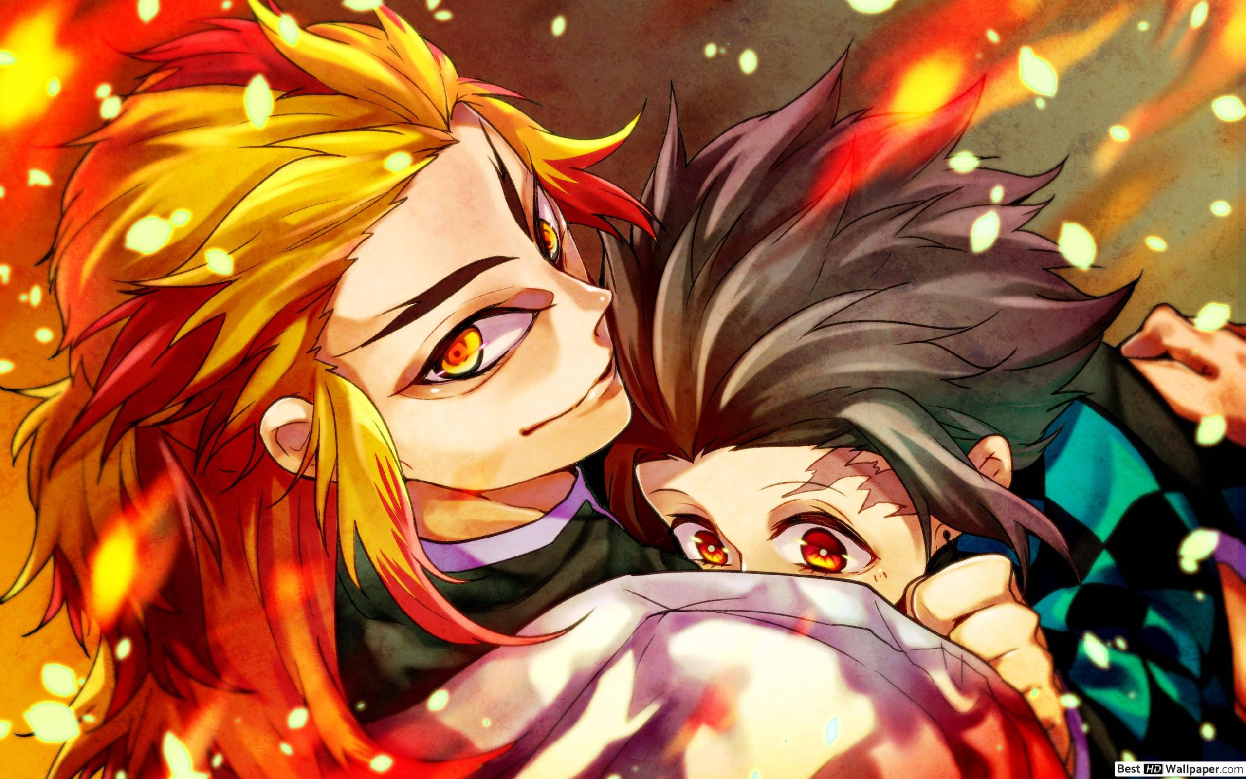Rengoku και Tanjiro - Χαρακτήρες του Demon Slayer που πολεμούν ενάντια στο κακό Ταπετσαρία