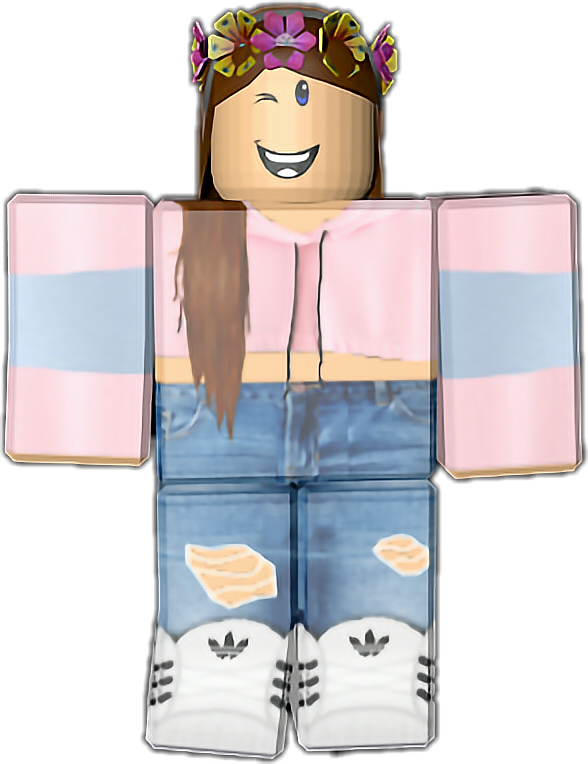 Ροζ Φούτερ Roblox Χαρακτήρας με Λουλουδένιο Στέμμα Ταπετσαρία