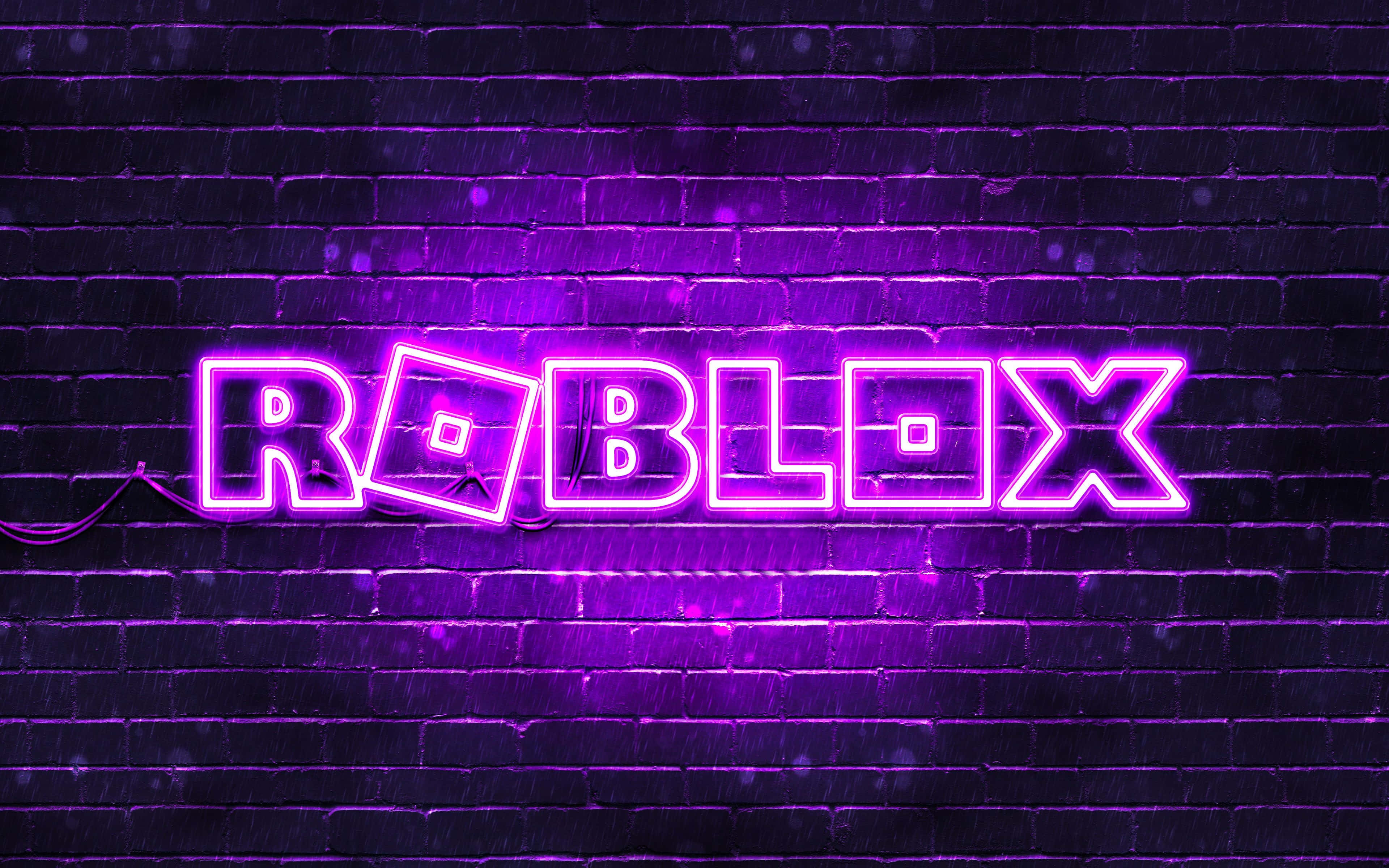 Μωβ Νέον Λογότυπο Roblox Ταπετσαρία