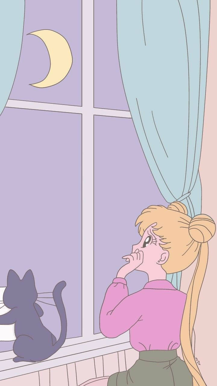 Sailor Moon Απαλή Αισθητική Ταπετσαρία