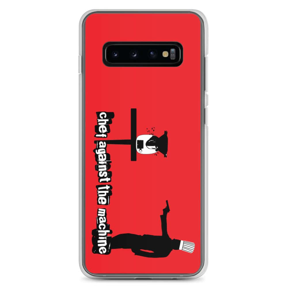 Μια κόκκινη θήκη Samsung S10 με έναν άντρα και μια γυναίκα Ταπετσαρία