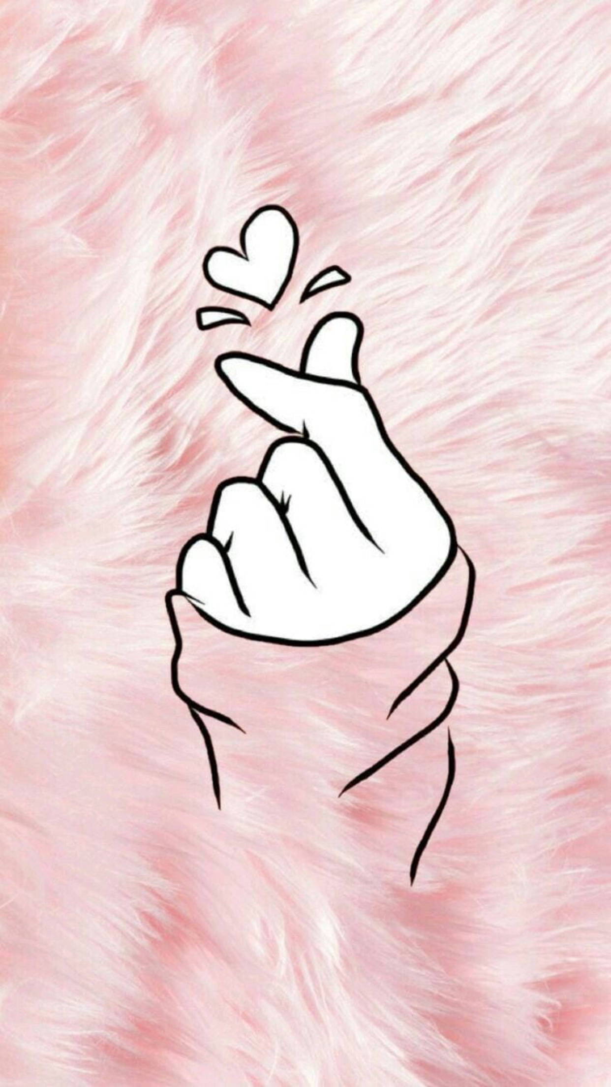 Saranghae Finger Heart σε Ροζ Χαλί Ταπετσαρία