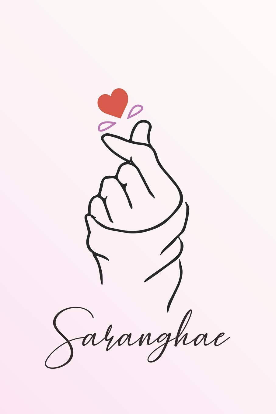 Saranghae Κορεάτικη Καρδιά με τα Δάχτυλα Ταπετσαρία