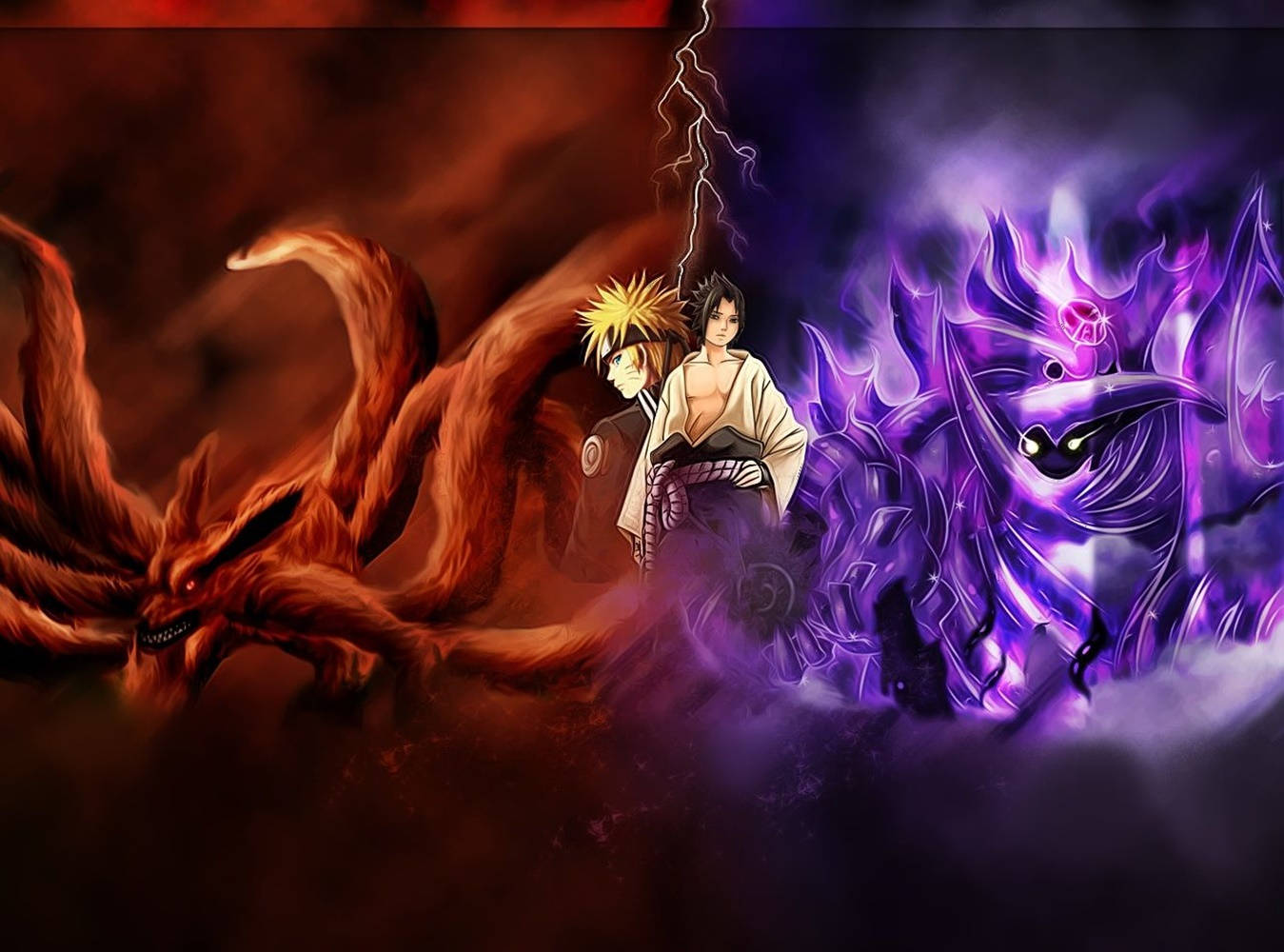 Sasuke και Anime Naruto Εννέα Ουρές Θηρία Ταπετσαρία