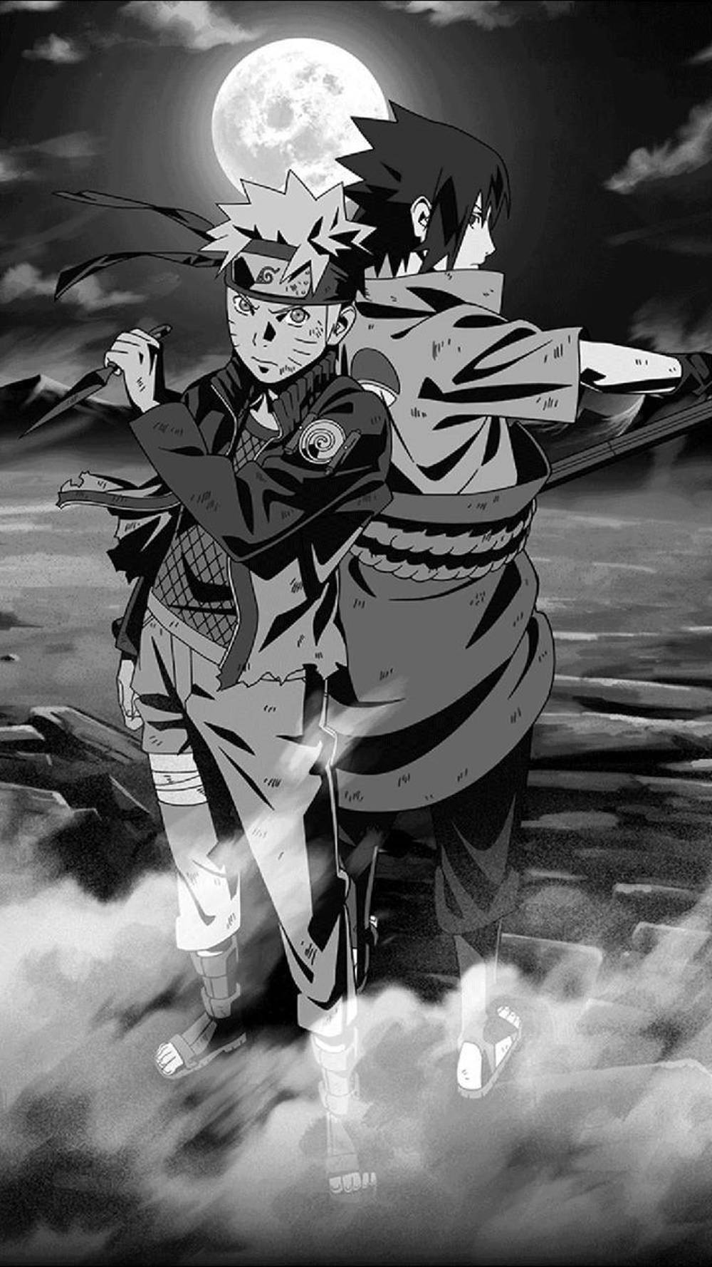 Πλάτη με Πλάτη Sasuke και Naruto Μαύρο Ταπετσαρία