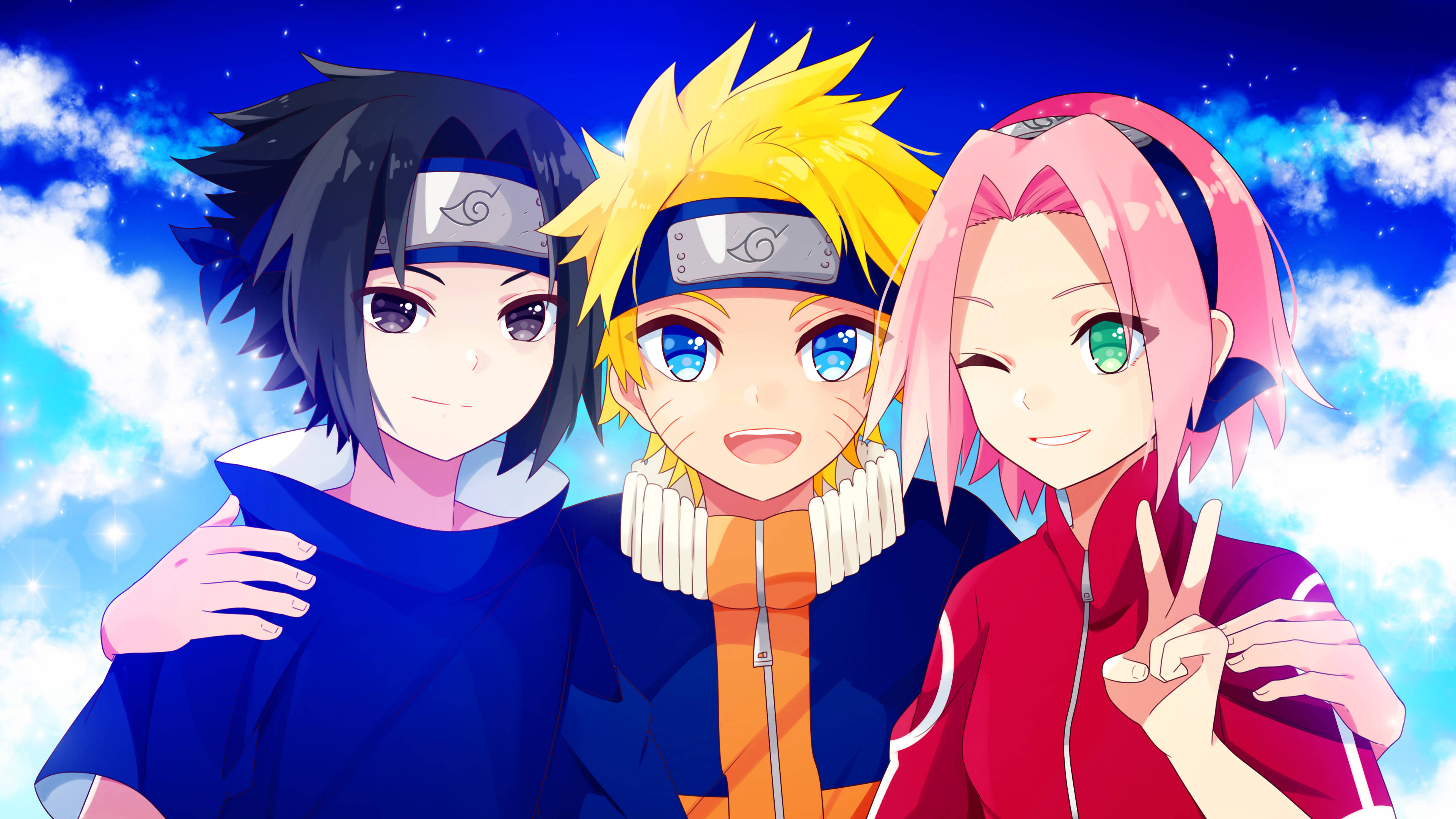 Sasuke, Naruto και Sakura 4K Ταπετσαρία