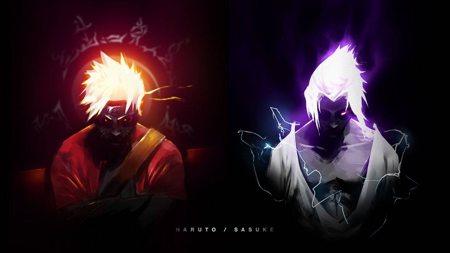 Ο Sasuke και ο δια βίου αντίπαλός του Naruto, δείχνοντας την ένταση της αντιπαλότητάς τους Ταπετσαρία
