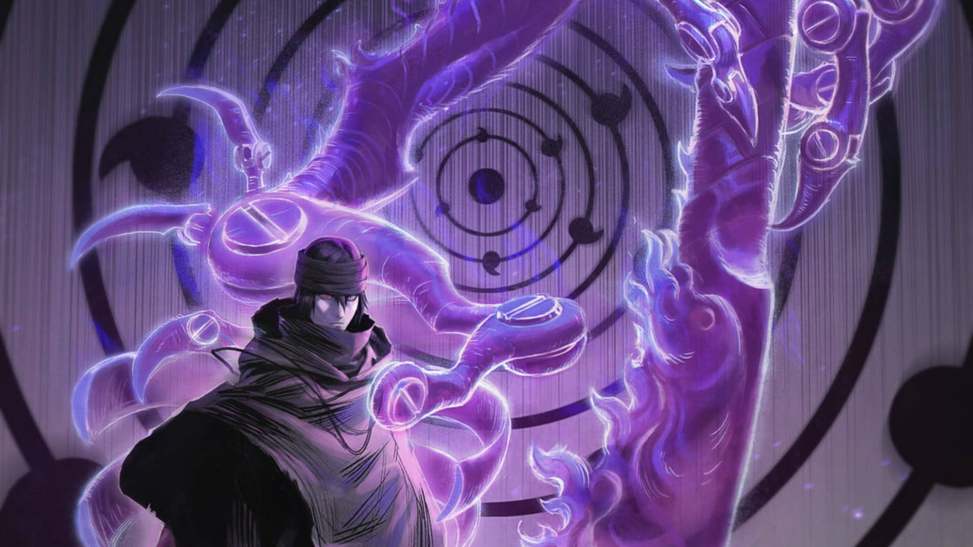 Μωβ ταπετσαρία Sasuke Rinnegan Dōjutsu. — Sasuke Ταπετσαρία
