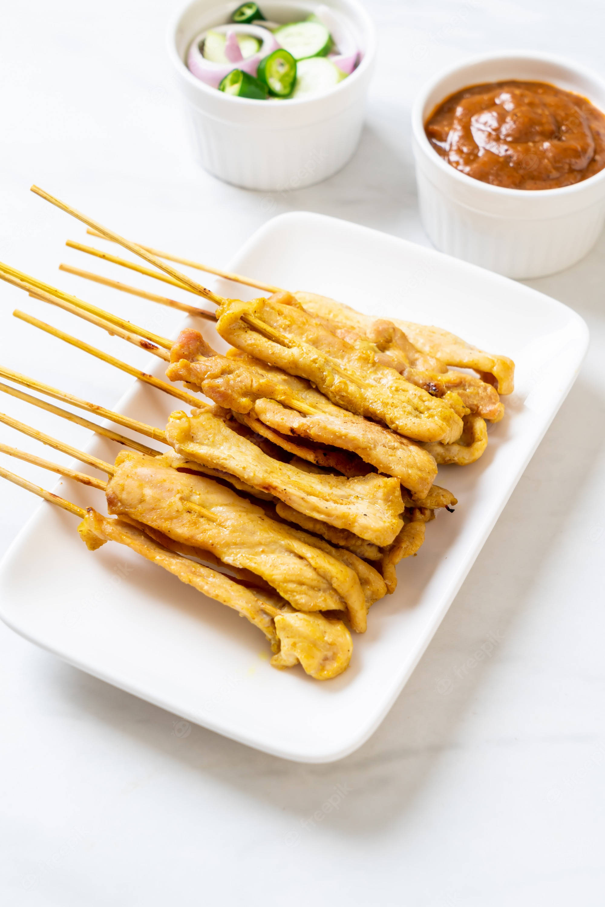 Ορεκτικό Κοτόπουλο Satay Ασιατικό Φαγητό Ταπετσαρία
