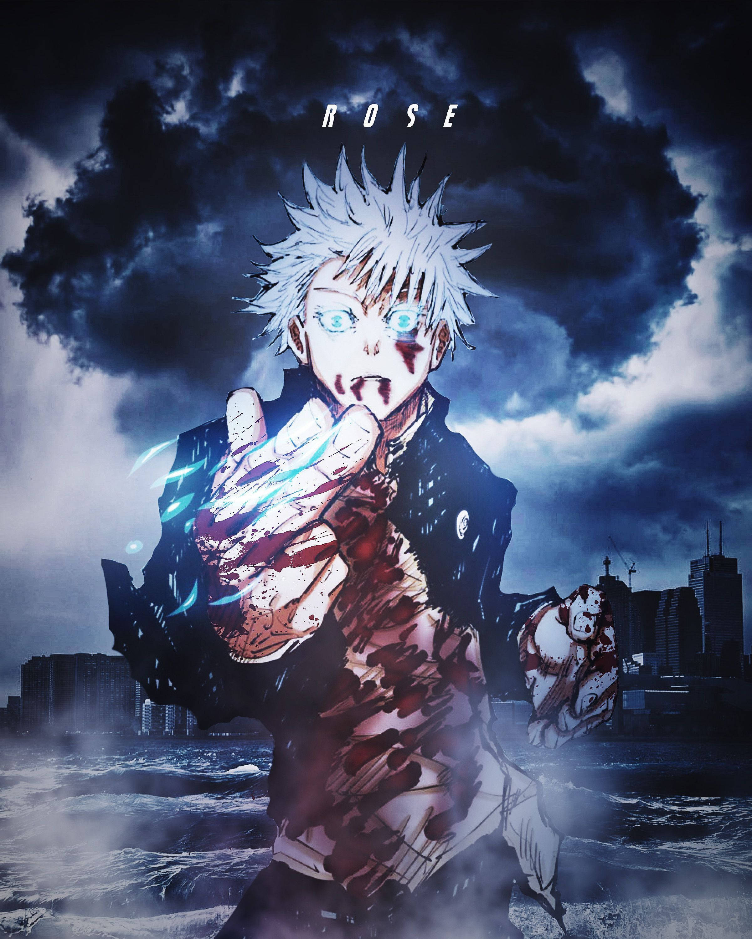 Δραματικός Τραυματισμένος Satoru Gojo Jujutsu Kaisen Κινητό Ταπετσαρία