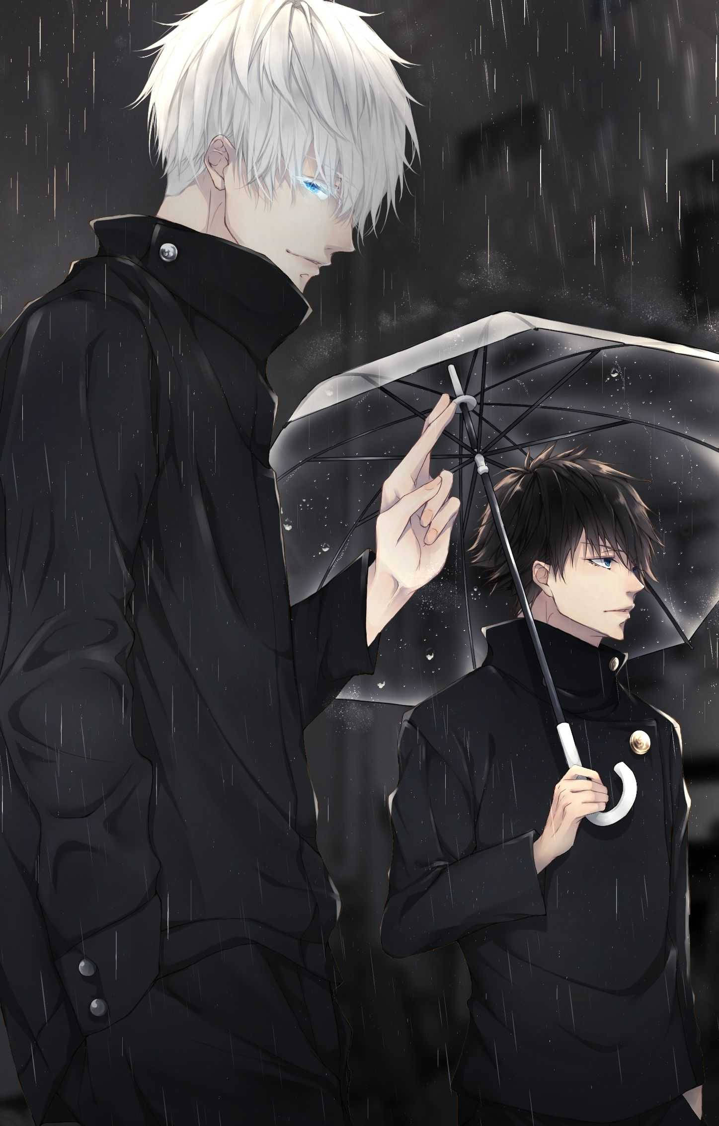 Satoru και Megumi Jujutsu Kaisen τηλέφωνο σκοτεινή βροχή Ταπετσαρία
