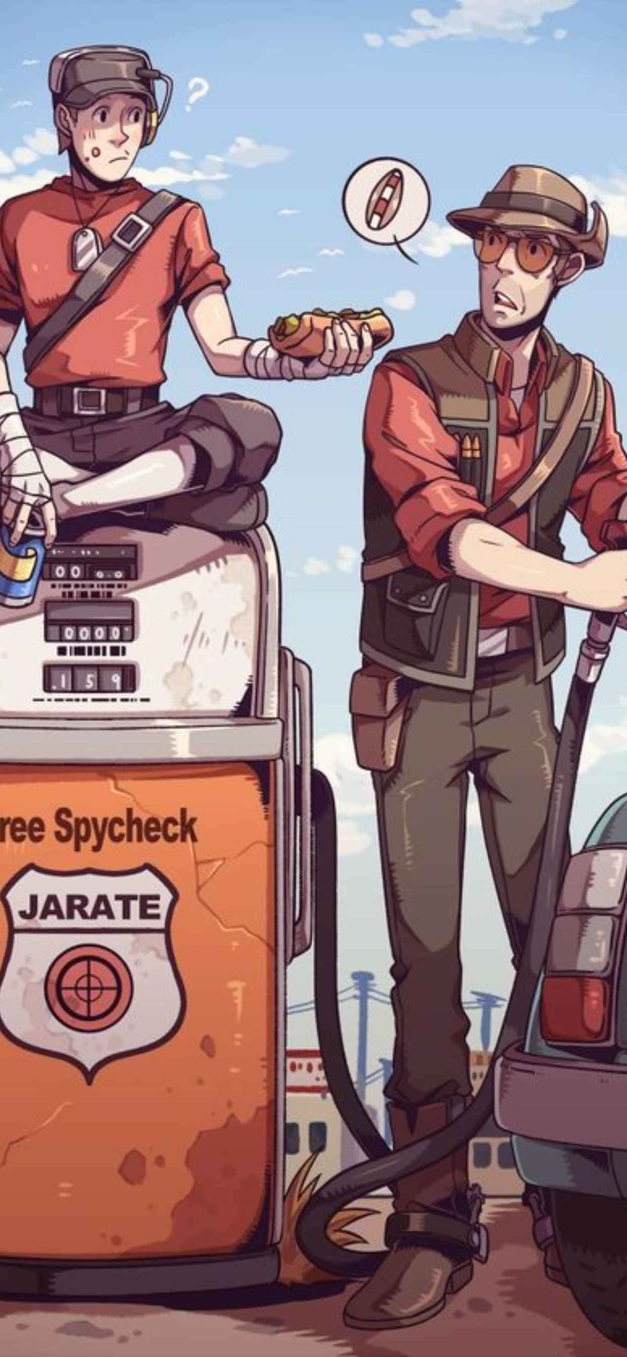 Κινούμενος Scout και Sniper iPhone Xs Max Team Fortress 2 Φόντο Ταπετσαρία