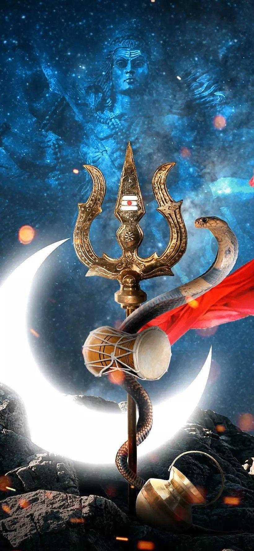 Shiva iPhone Τρισούλα Με Φεγγάρι Ταπετσαρία