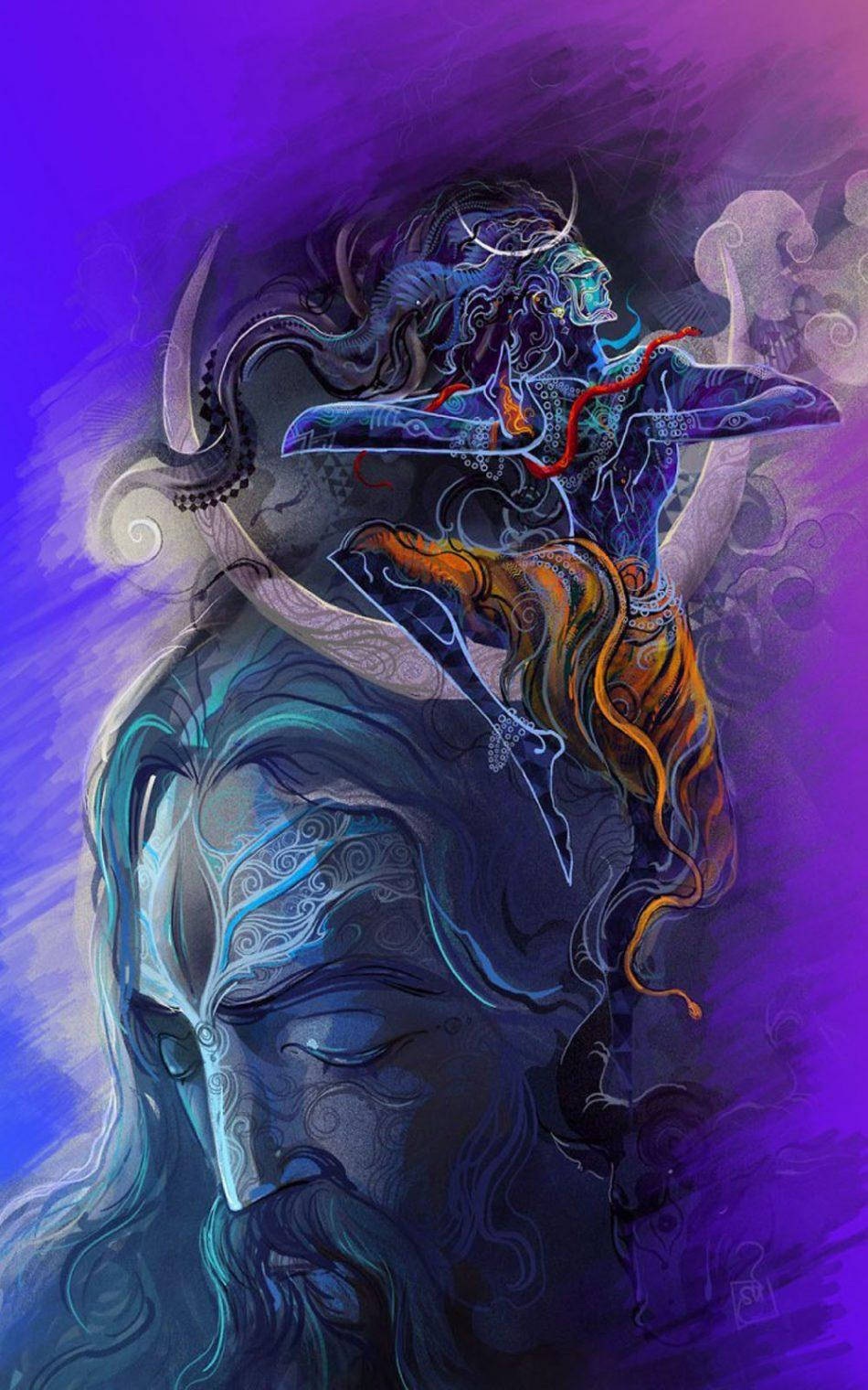Θεός Κινητό Shiva Ινδουιστική Θεότητα Έργο Τέχνης Ταπετσαρία