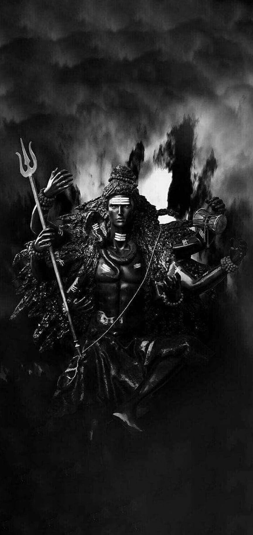 Καταπληκτικό Σκοτεινό Μονόχρωμο Shiva Ταπετσαρία