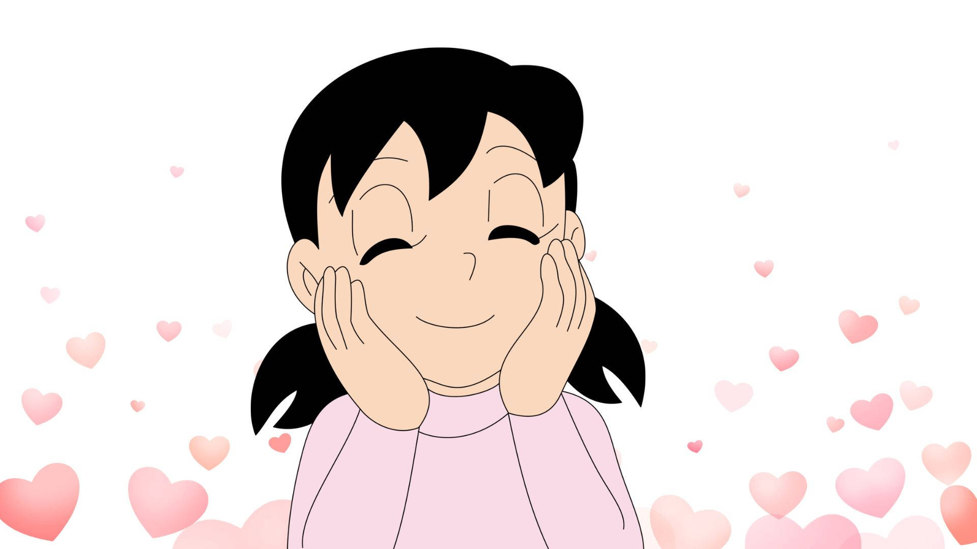 Shizuka Doraemon με τα χέρια στα μάγουλα Ταπετσαρία