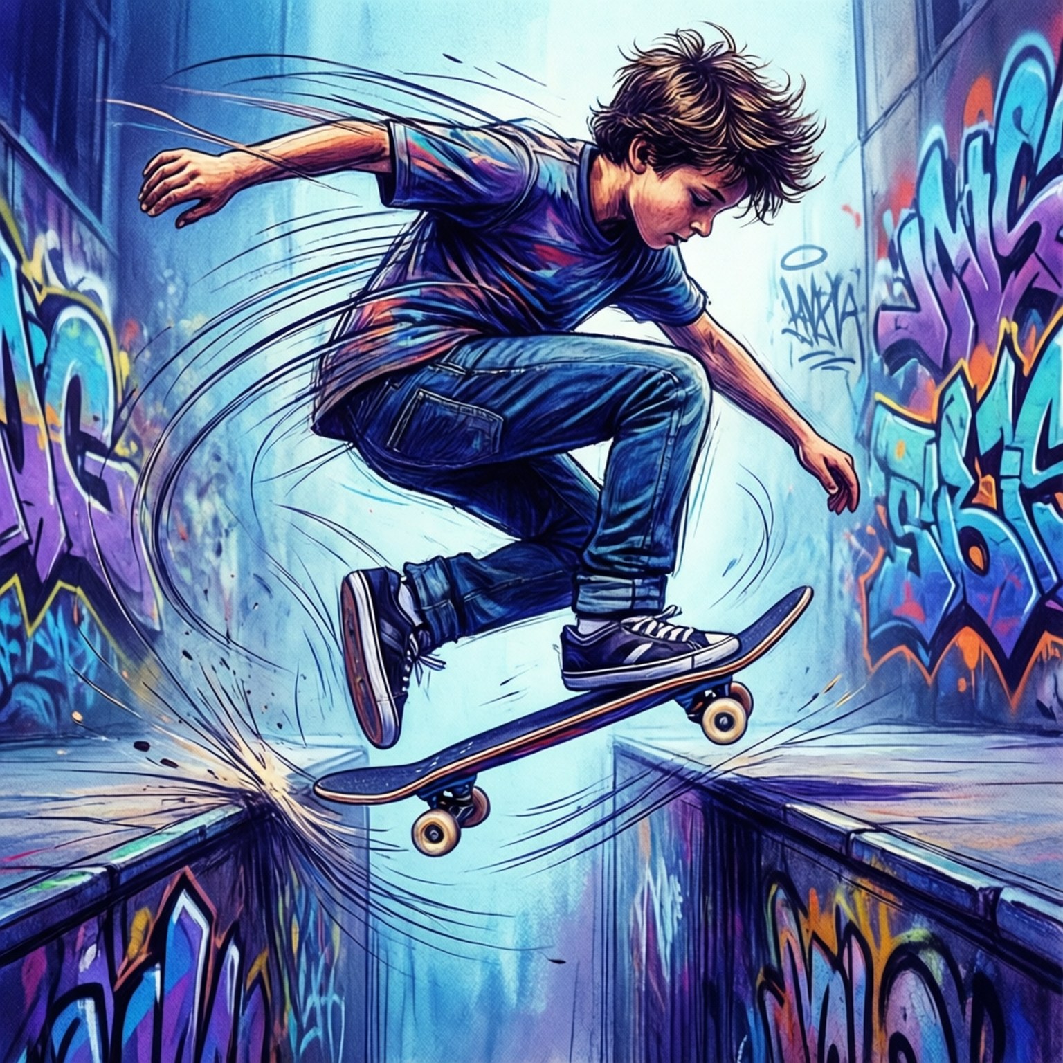 Κινητική Τέχνη Skateboarder Ταπετσαρία