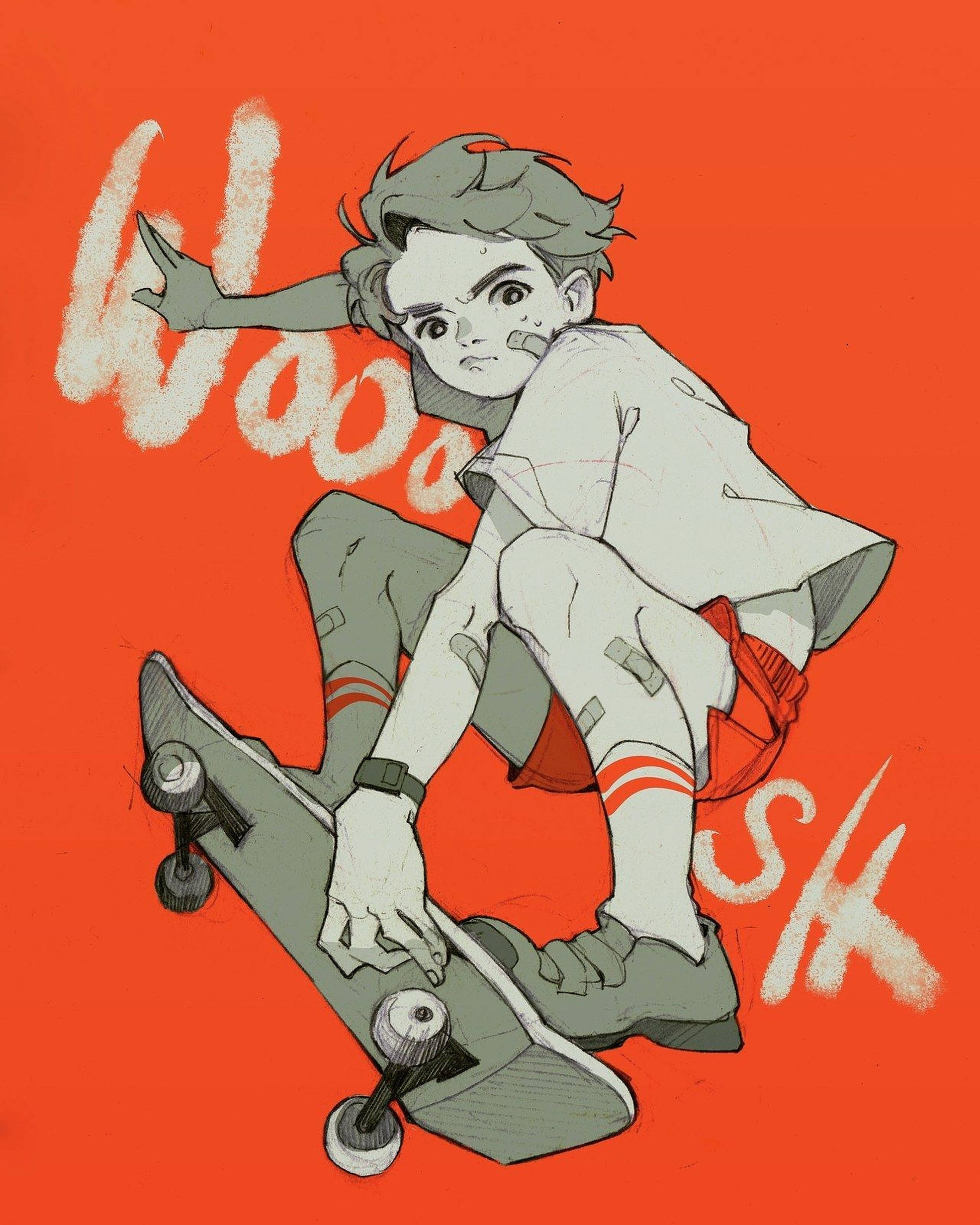 Πορτοκαλί Αισθητική Skater Boy Ταπετσαρία