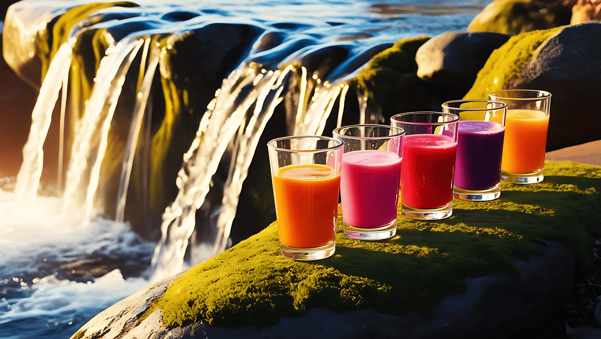 Smoothies δίπλα σε καταρράκτη Ταπετσαρία