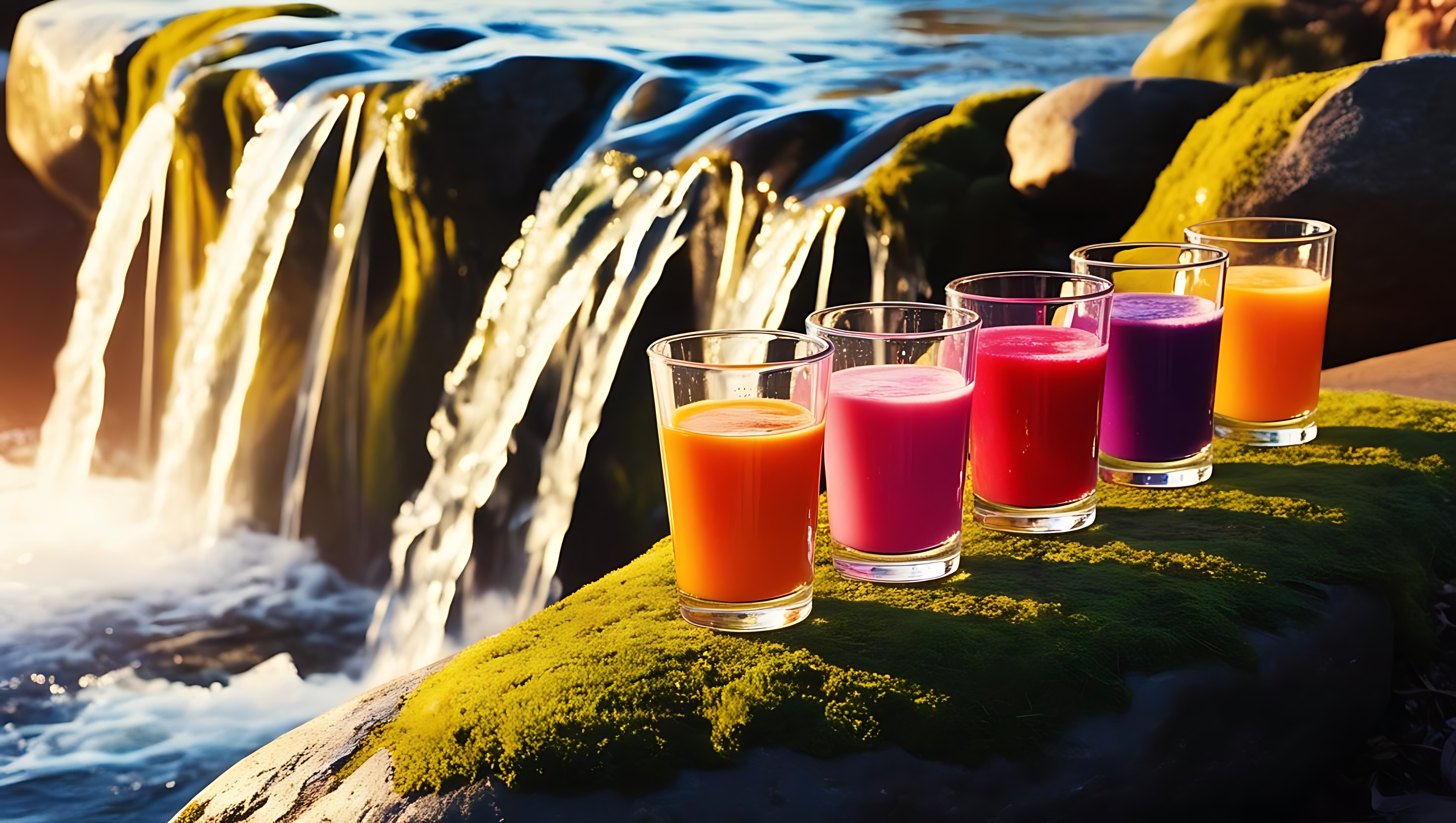 Smoothies δίπλα σε καταρράκτη Ταπετσαρία