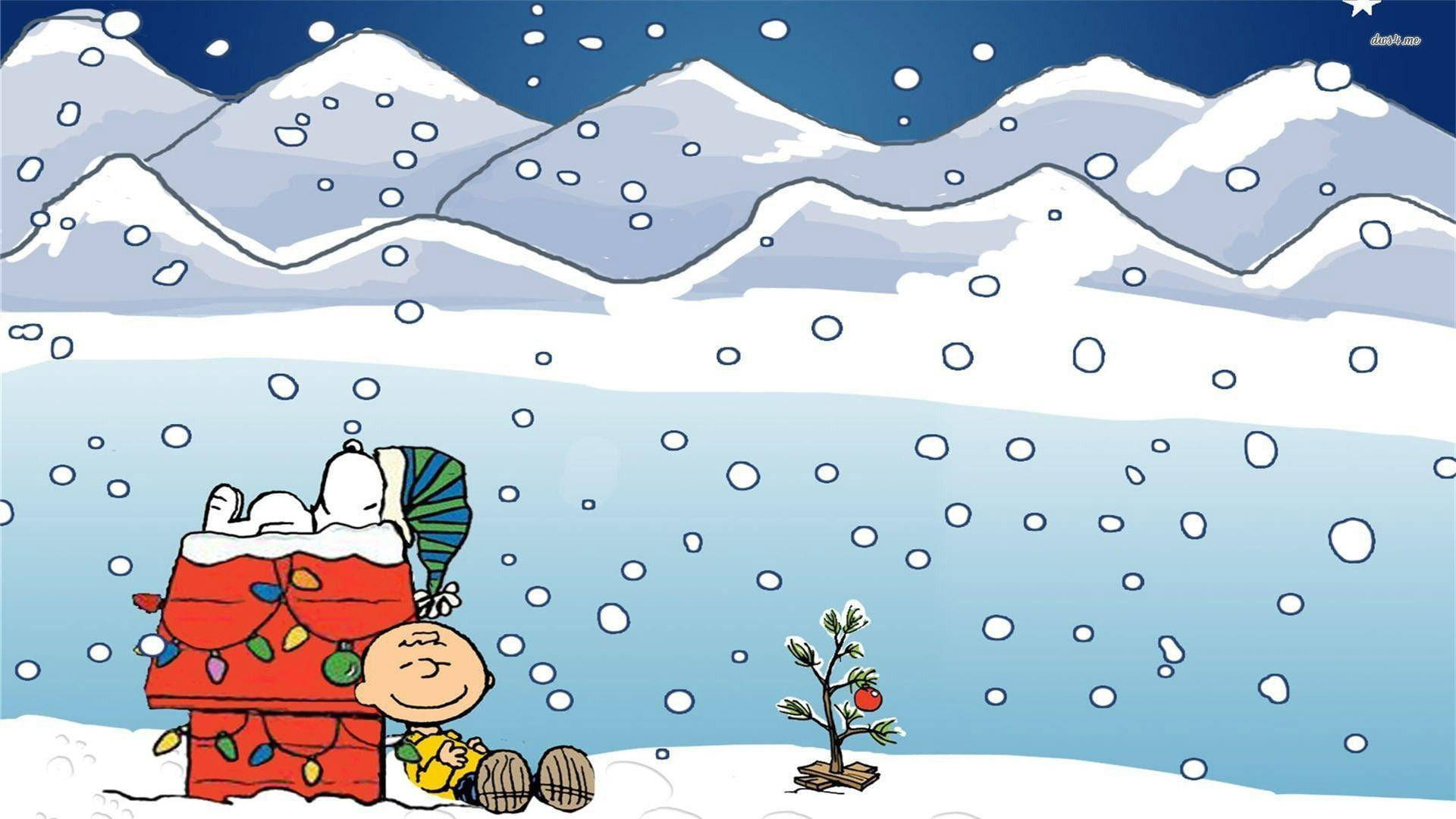 Snoopy Χριστούγεννα Εξωτερικός Χιόνι Ταπετσαρία