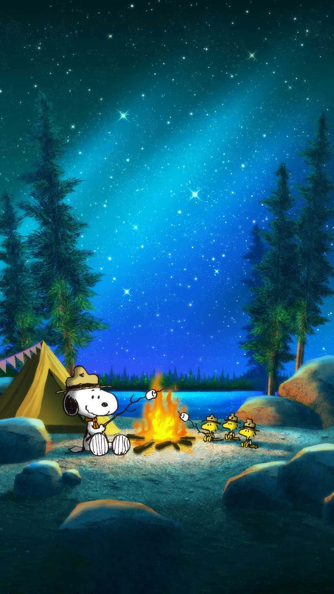 Snoopy Campfire Peanuts Χριστούγεννα Ταπετσαρία