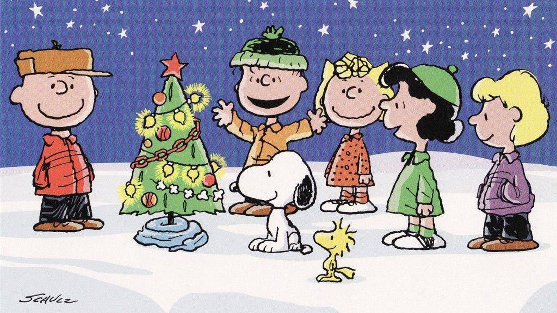 Snoopy Χριστουγεννιάτικο Στολισμένο Δέντρο Ταπετσαρία
