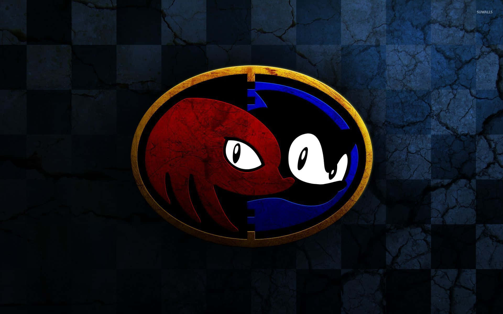 Sonic και Knuckles σε καρό φόντο Ταπετσαρία