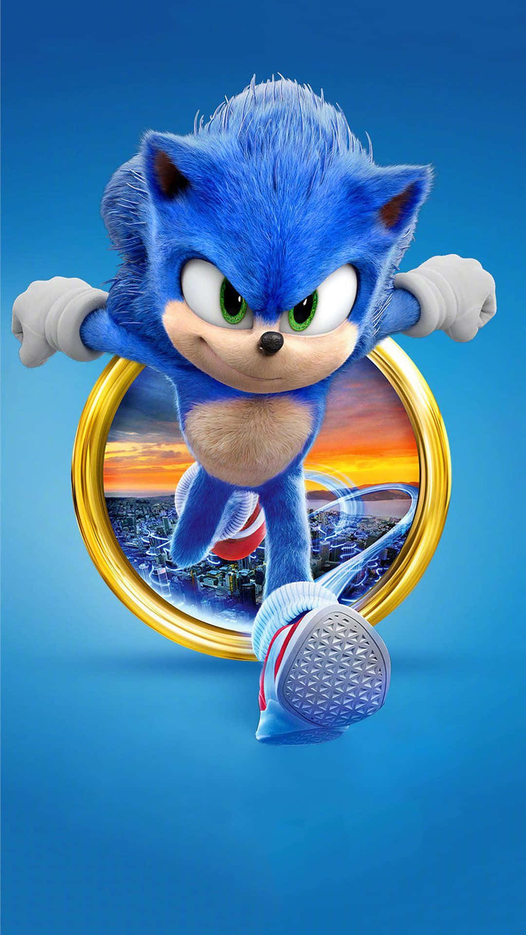 Sonic the Hedgehog τρέχει γρήγορα στο πράσινο γρασίδι Ταπετσαρία