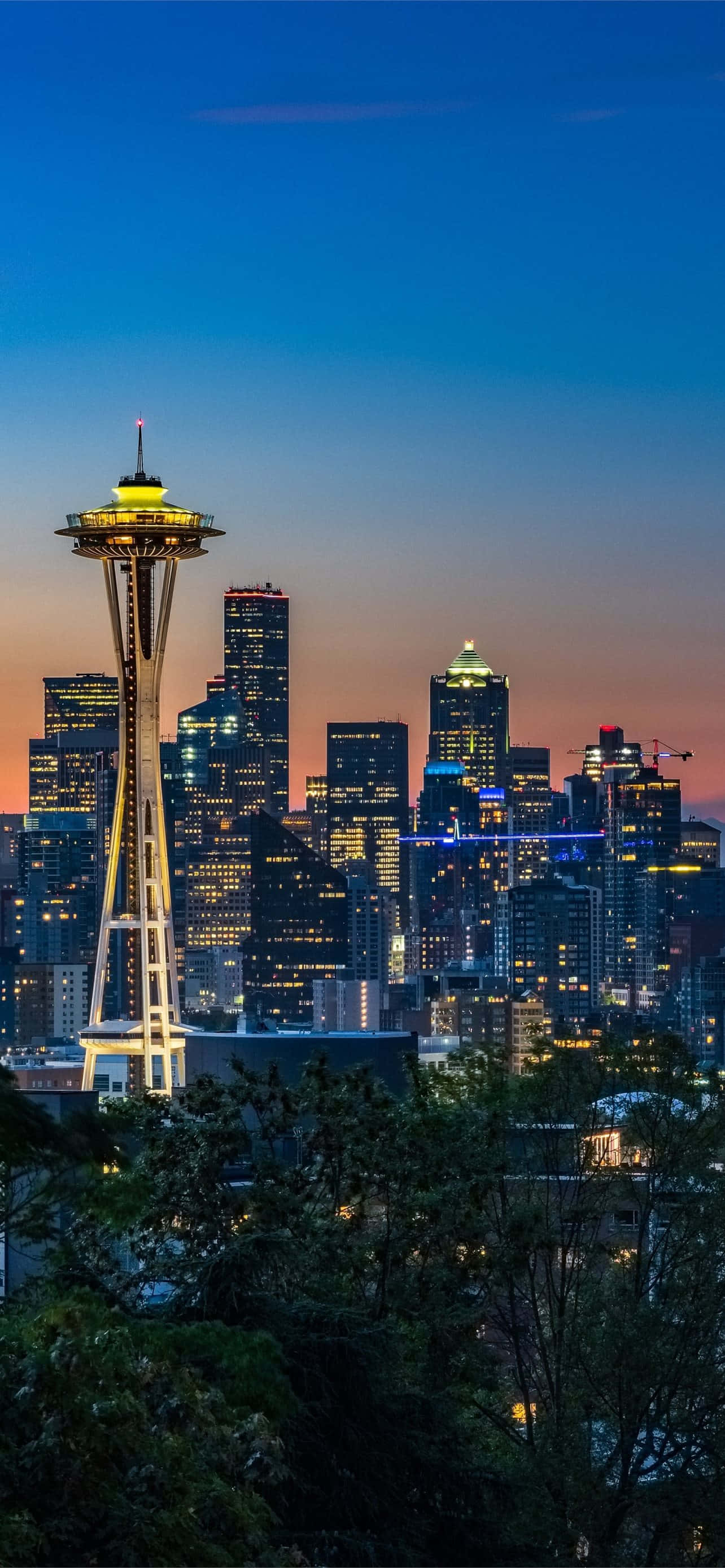 Space Needle Το Βράδυ Καλύτερο Φόντο Seattle Ταπετσαρία