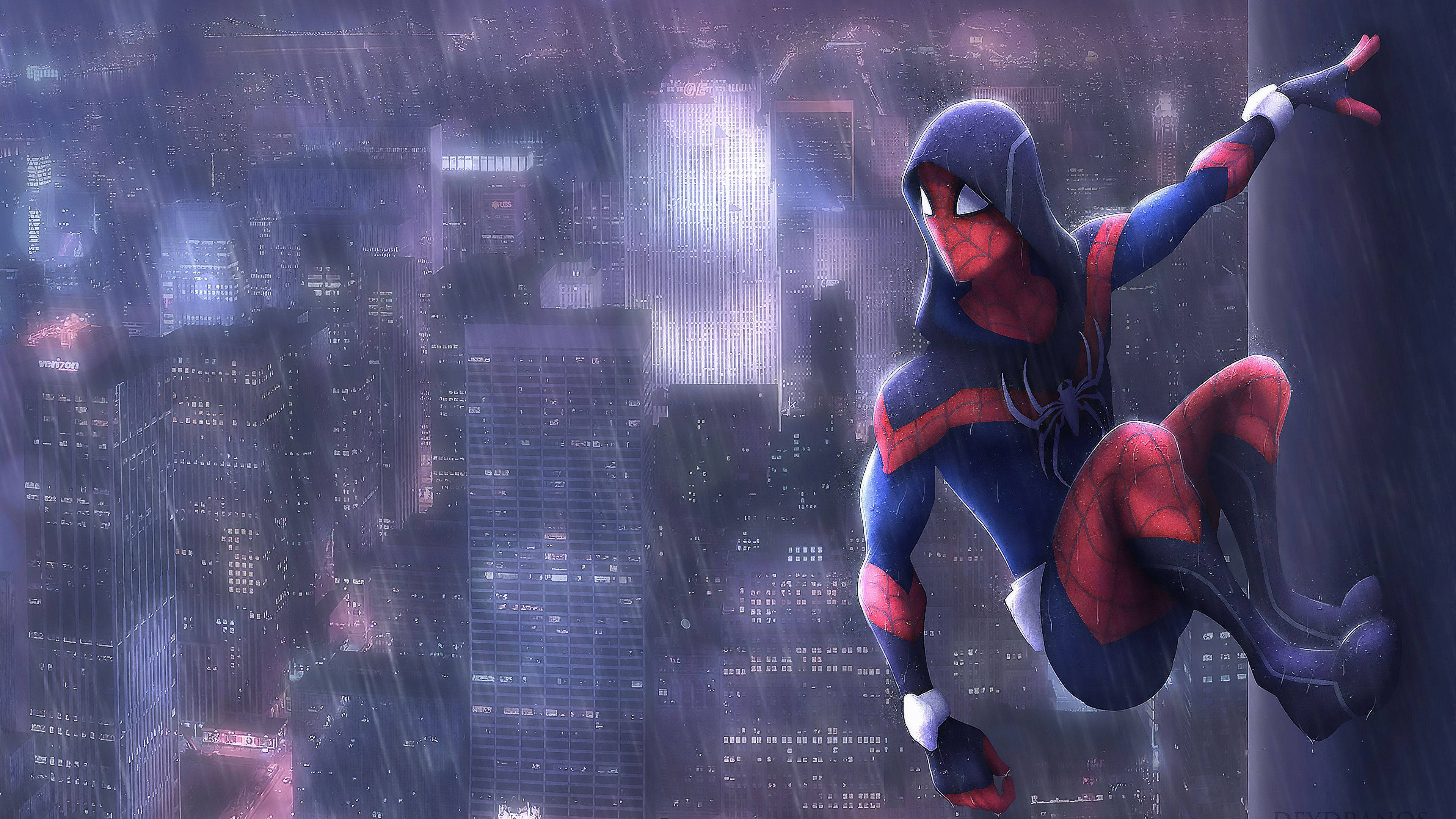 Ο Spider-Man στέκεται γενναία στη βροχή Ταπετσαρία