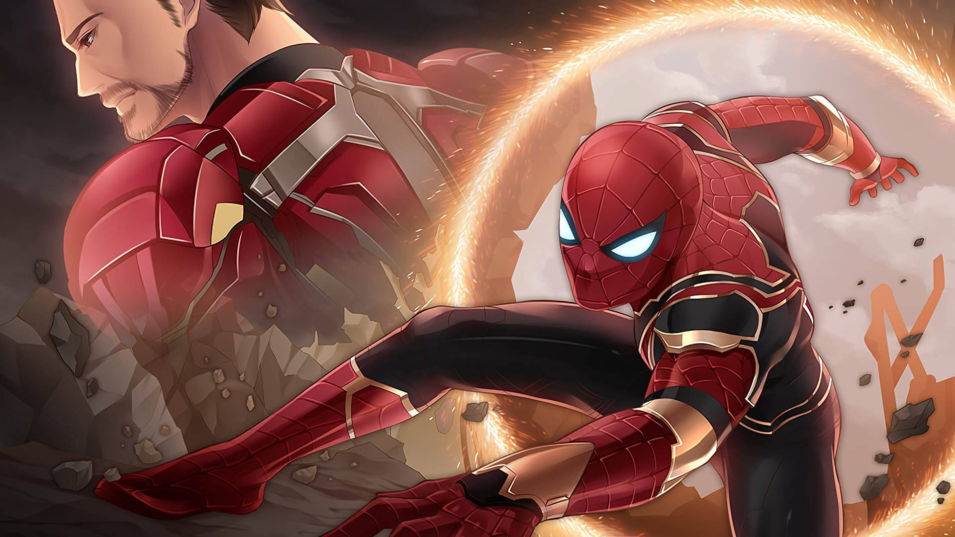 Ο Spider-Man συναντά τον Iron Man Ταπετσαρία