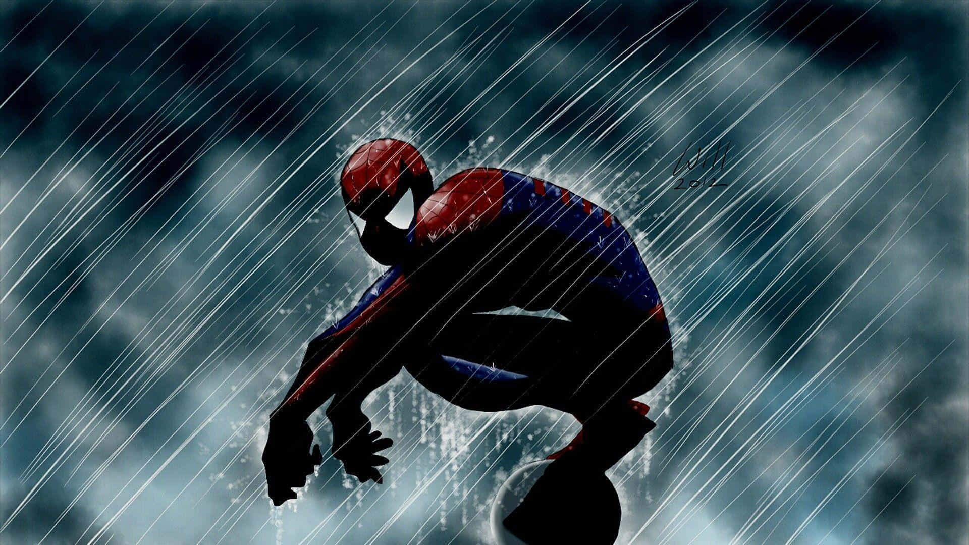 Spiderman PFP Κάτω από τη Δυνατή Βροχή Ταπετσαρία