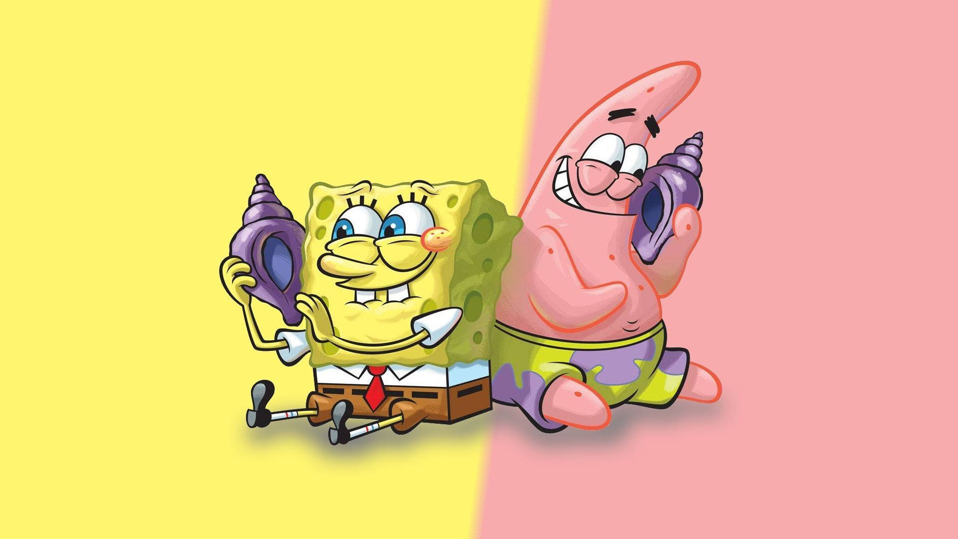 Κίτρινος και Ροζ SpongeBob και Patrick Ταπετσαρία