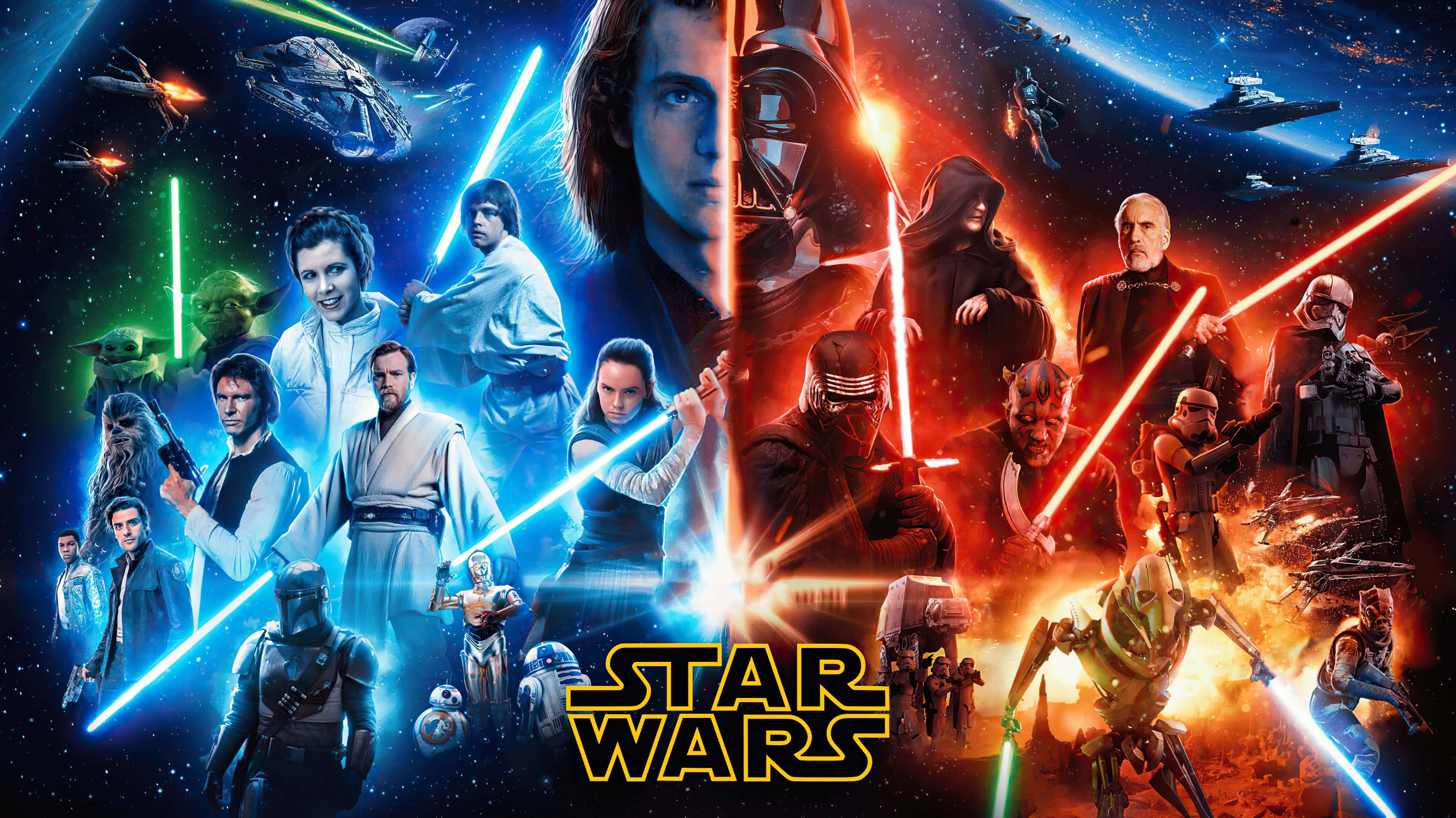 Φόντο Star Wars με Δυνάμεις Φωτός και Σκότους Ταπετσαρία